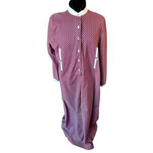 Vintage 60’s Keyloun Maroon Red Floral Prairie Maxi Cotton Dress Med Large ILGWU